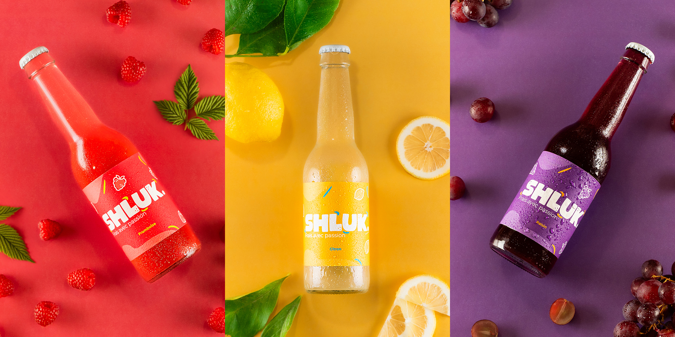 Photo des trois bouteilles shluk